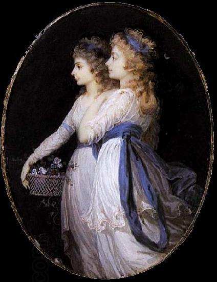 Jean Urbain Guerin Georgiana, Duchess of Devonshire, with Lady Elizabeth Foster oil painting picture